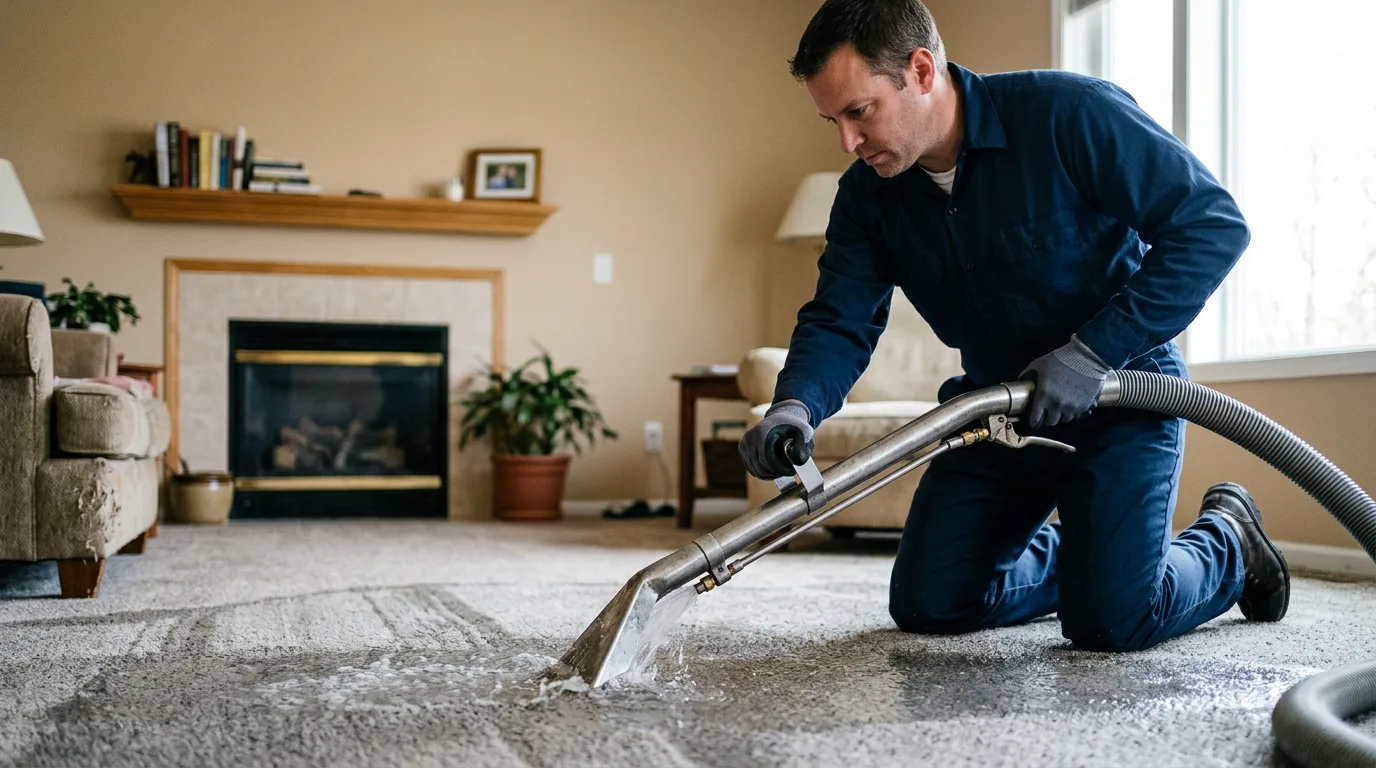 Water damage restoration technician working near Saint Leonard, MD